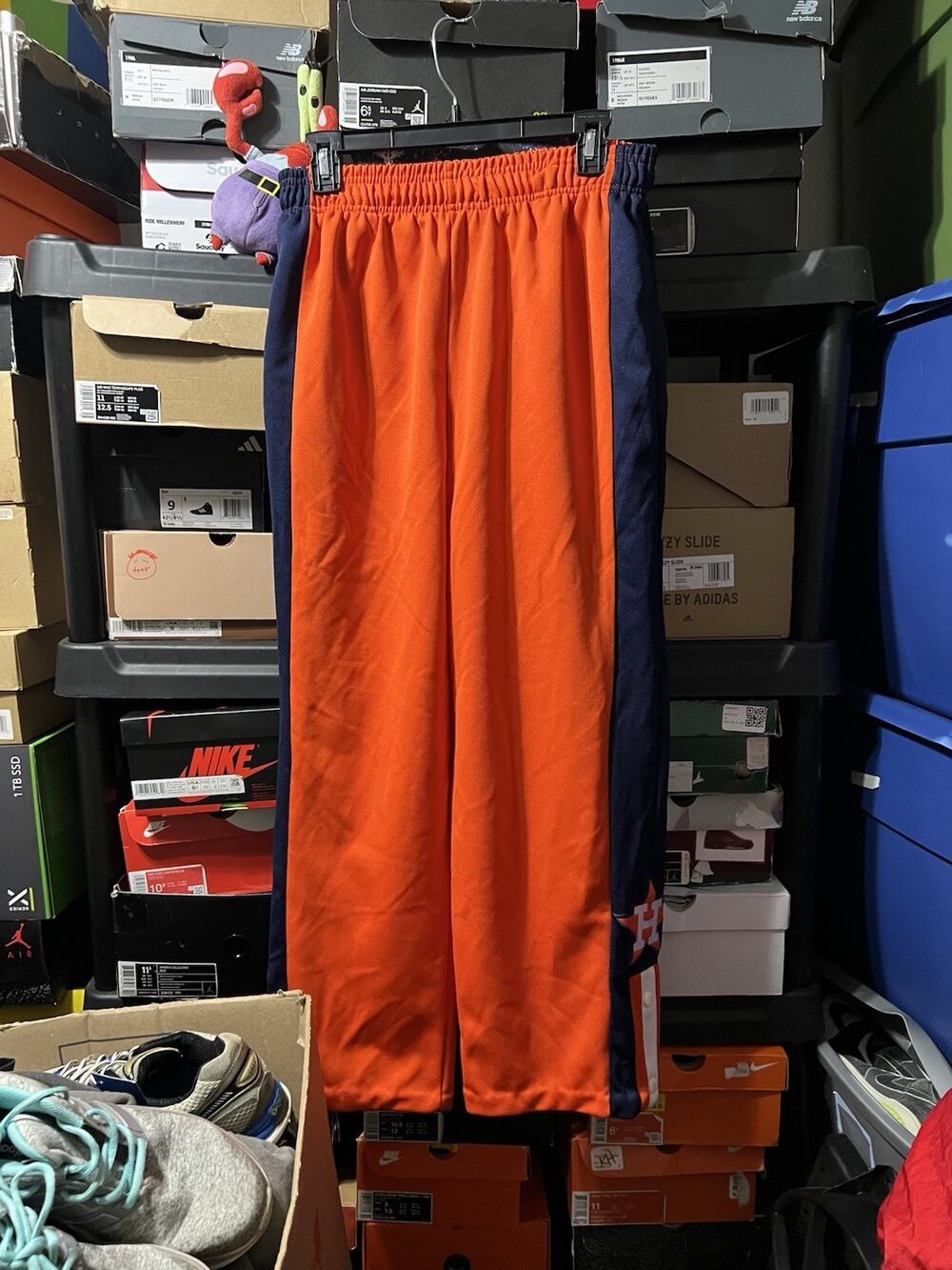 Size M-VTG Houston Astros Cooperstown Collection MLB Track Pants Orange Blue